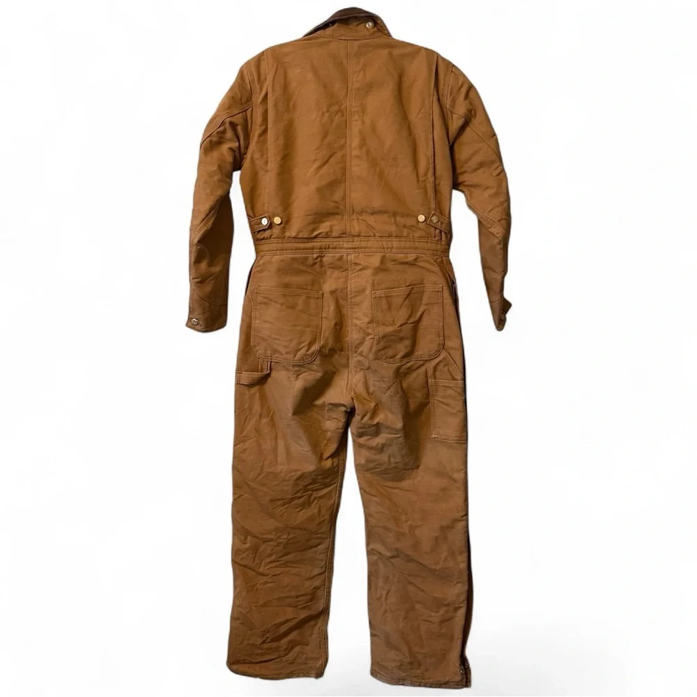 Vintage Carhartt X01 BRN Quilt Lined Duck Coveralls Size 40R Insulated Canvas